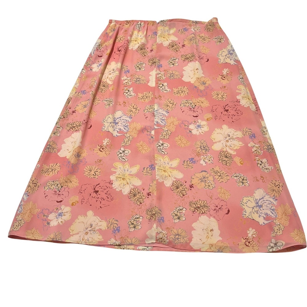 Vintage Skirt Pink Floral Chiffon Maxi‎ Sz 18 Feminine Cottagecore Romantic